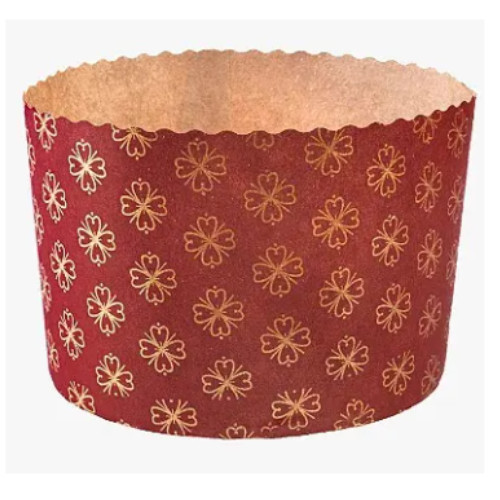 Forma De Papel Forneável Para Panetone Vermelho 500g Pct C/ 