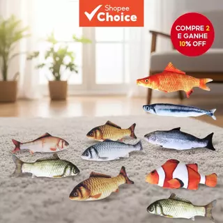Brinquedo de peixe realista para gatos, brinquedo mastigável interativo para filhotes, acessórios para animais de em Oferta na Shopee