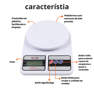 Balança Digital De Cozinha Com Precisão de 1g a 10Kg Função Tare — foto 4 — Achou Levou Brasil