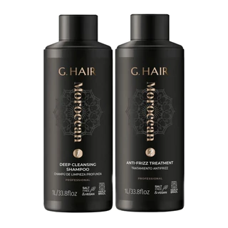 G.Hair Kit Marroquino Professional Shampoo de Limpeza + Tratamento Antifrizz Contendo 1 Litro Cada em Oferta na Shopee