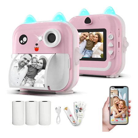Câmera Infantil Instantânea Filmadora Full Hd App Com 3 Rolo