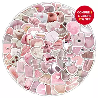 100 Peças Adesivos À Prova D'água Rosa Claro-Decalques De Vinil Para Capacete , Bicicleta E Estojo De Lápis