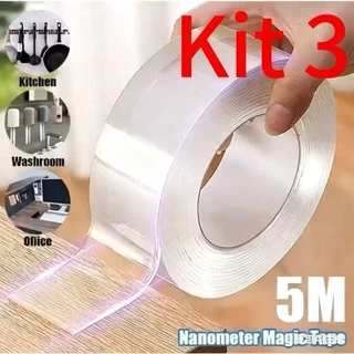 Fita Dupla 3M 5M Face Extra Forte Transparente NanoGel Silicone Mágica Adesiva Cola na Parede Móve