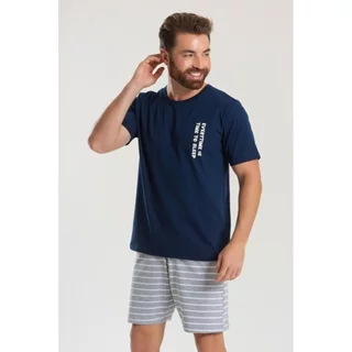 Pijama Adulto Masculino Manga Curta Básico Azul em Oferta na Shopee