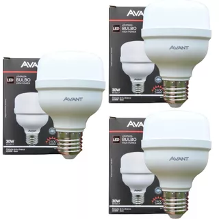 kit com 3 Lâmpada LED Avant 30W High Power Bulbo E27 2400 Lúmens Luz Branca 6500K Bivolt em Oferta na Shopee