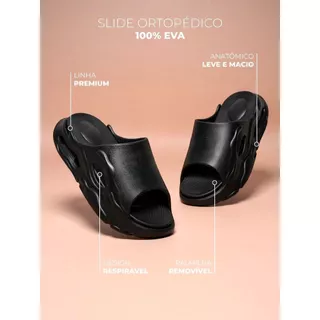 Chinelo Masculino Nuvem EVA Preto com Palmilha Removível