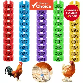 100pcs Anéis De Perna De Frango Com 5 Cores , Faixas Coloridas , Tornozelo Clip-on Para Patos Pintos Guiné Pombos Ganso em Oferta na Shopee