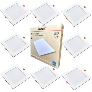 Kit 8 Painéis Plafon Quadrado Embutir 12W Luz Branca 6500K Luminária de Gesso Forro 127v 220v Avant em Oferta na Shopee