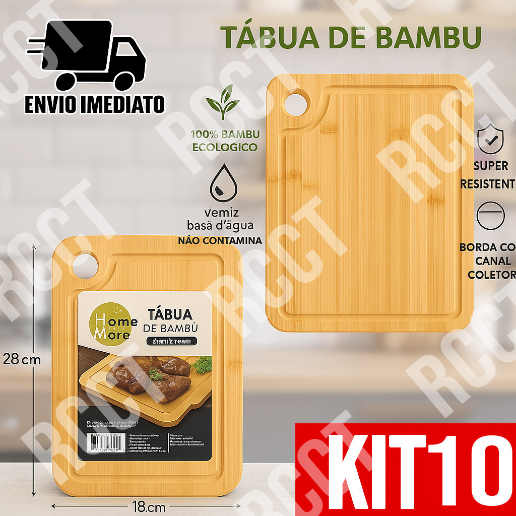 Kit 10 Tábua de Corte Ecológica de Bambu para Cozinha e Churrasco ...