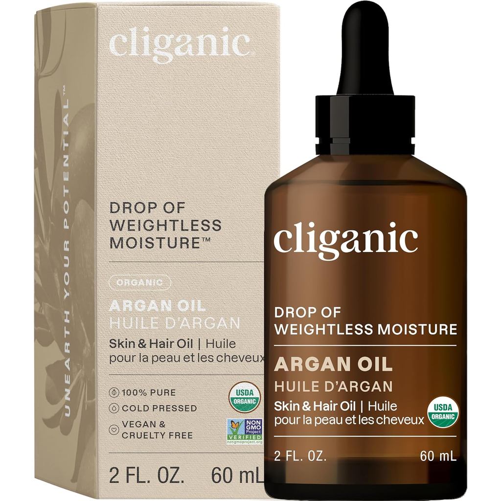 Óleo de Argan Orgânico Cliganic, 100% Puro - para Cabelo, Rosto ...