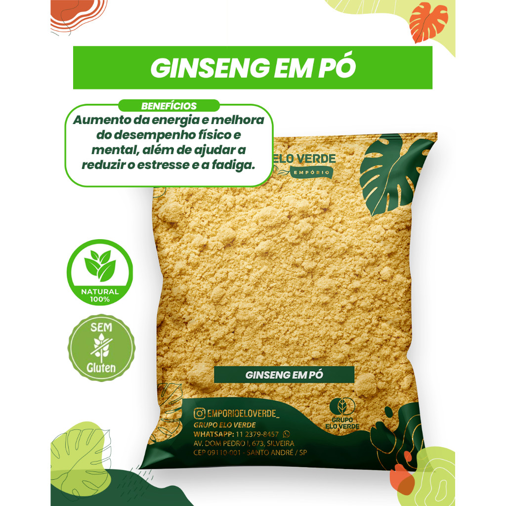 GINSENG EM PÓ PURO 100% NATURAL 250g | Shopee Brasil