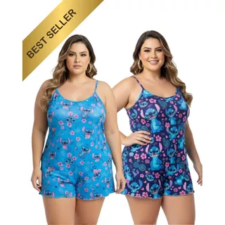 Macaquinho Ondinha Plus Size / Baby Doll Suede / Pijama baby Doll Cropped em Oferta na Shopee