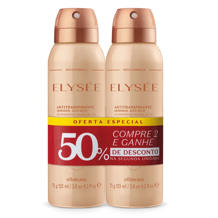 Elysée Desodorante Antitranspirante Aerossol  2x75g/125ml - O Boticário em Oferta na Shopee