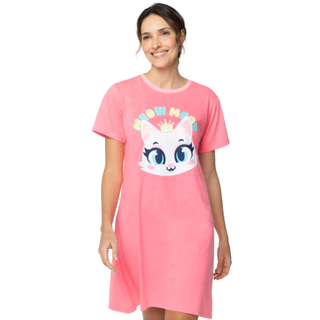 Camisola Gata Manga Curta Algodão Feminina - Puket em Oferta na Shopee