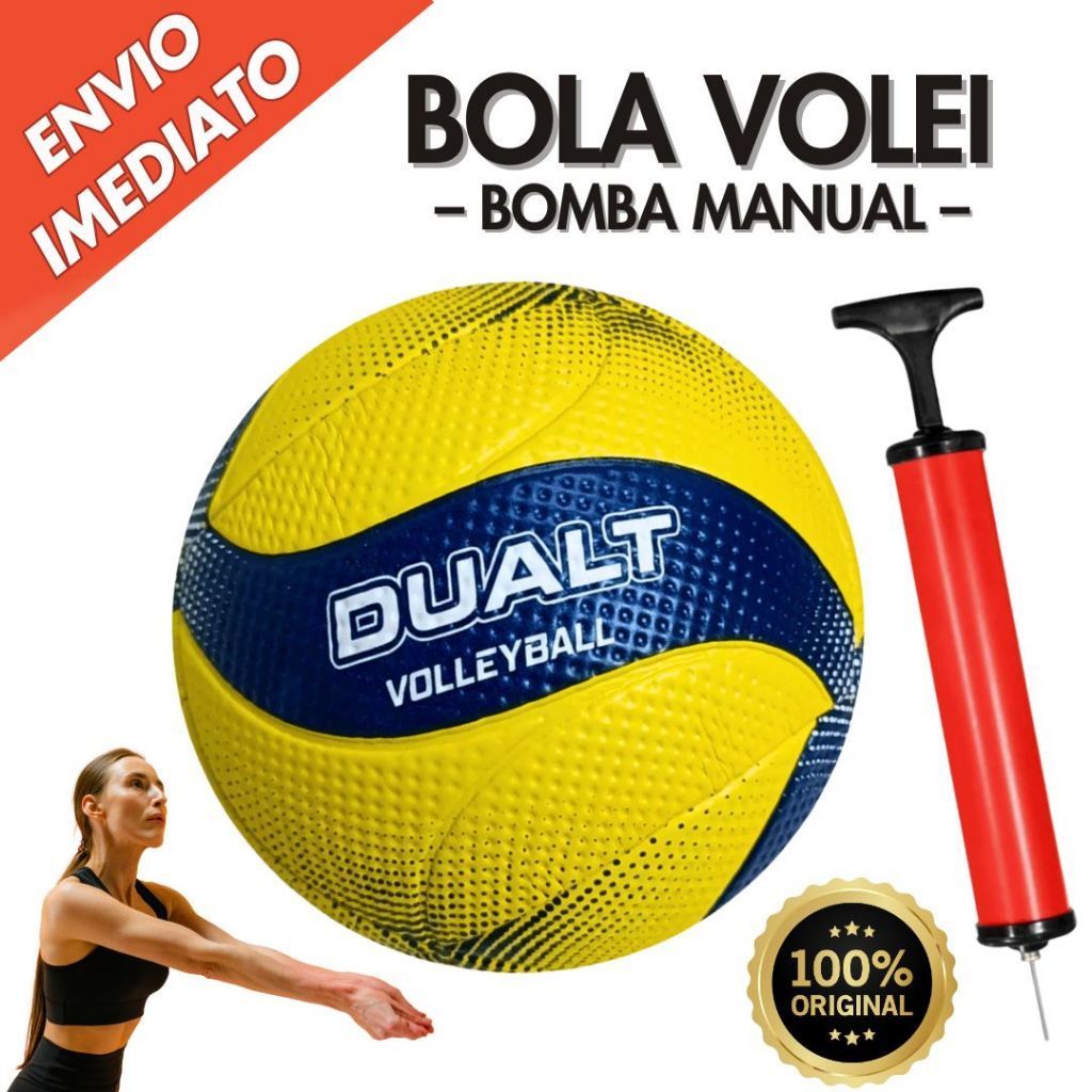 Bola de Volei + Bomba Para Encher Dualt SoftMax Microfibra Profissional ...