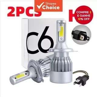 Faróis De LED Para Carro , 2 Peças , C6 , H4 , H7 , H11 , 9005 , 9006 , 7600LM , 36W , Farol De Feixe Alto/Baixo , Lâmpa em Oferta na Shopee