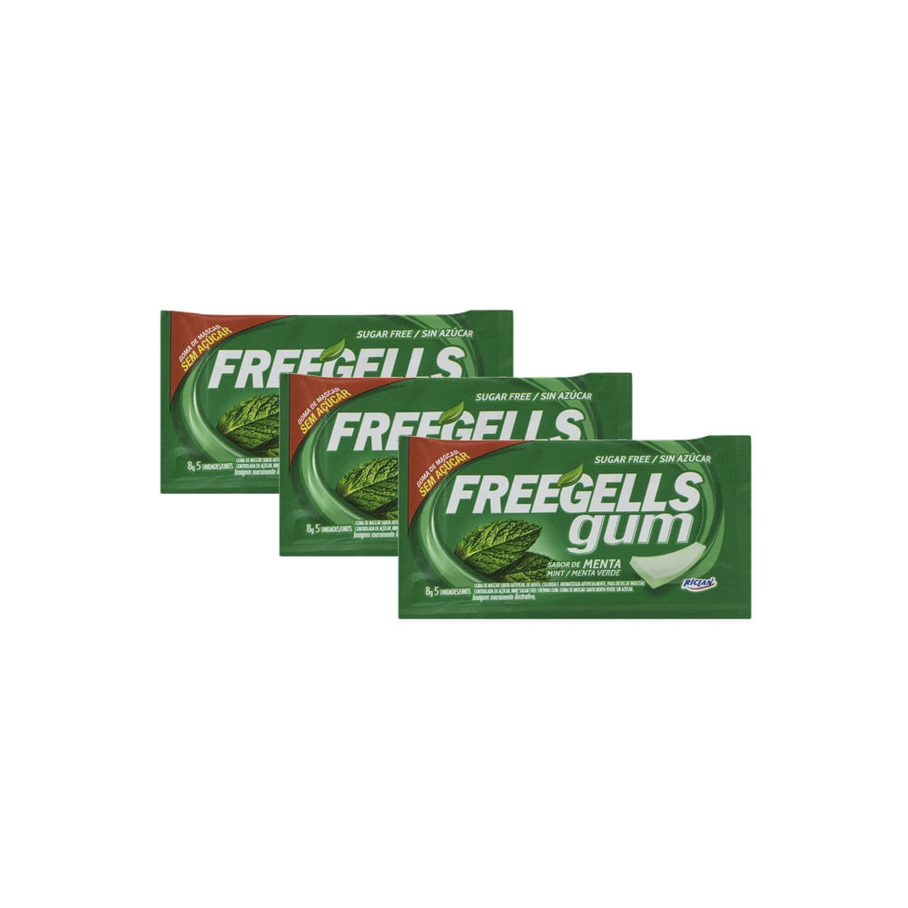 Kit 3 Chiclete Freegells Gum Menta Sem Açúcar com 8g | Shopee Brasil