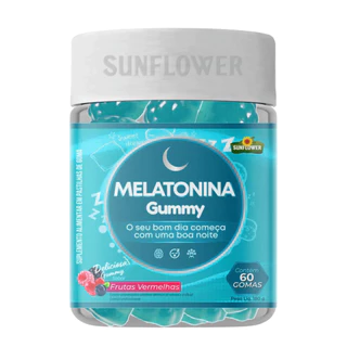 Melatonina Gummy Sunflower Suplemento Alimentar Sabor Frutas Vermelhas Contém 60 Gomas em Oferta na Shopee