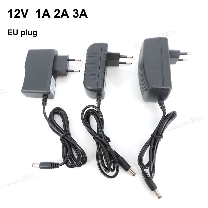 Plugue Ue AC 110v 220V Para DC Adaptador De Fonte De Alimentação 12V 1A ...