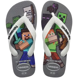 Havaianas Kids Minecraft Cinza Aço/Branco em Oferta na Shopee