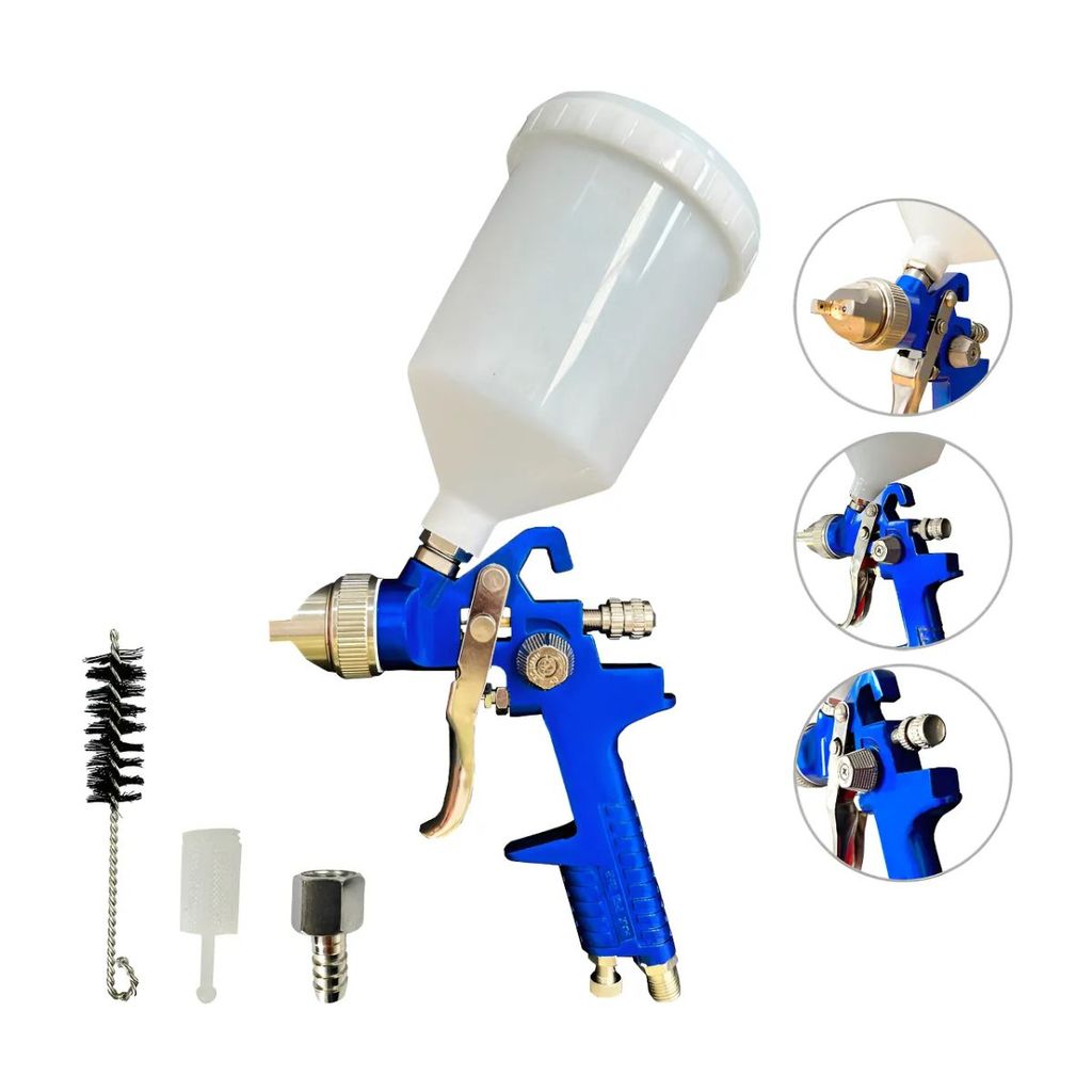 Pistola De Pintura Profissional Automotiva Alta Pressão Hvlp W827 Azul ...