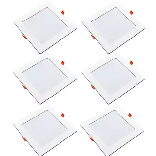 Kit 6 Painéis Plafon Quadrado Embutir 12W Luz Branca 6500K Luminária de Gesso Forro 127v 220v Avant em Oferta na Shopee