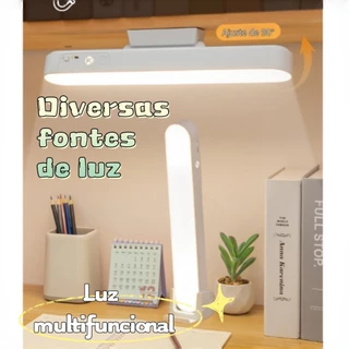 Luminária de Mesa Multifuncional Magnética Sem Furar com Brilho Ajustável para Estudo e Armário
