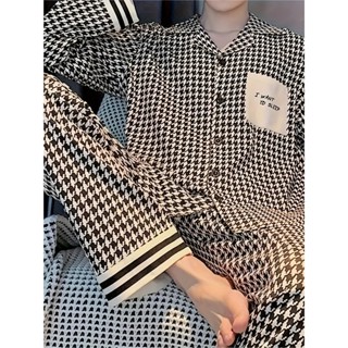 Novos pijamas masculinos simples luxo outono inverno terno Casual Homewear em Oferta na Shopee