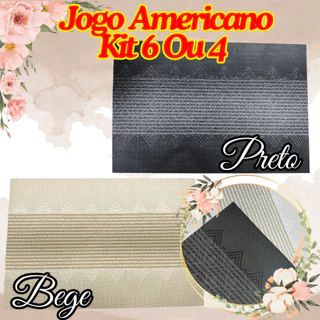KIT 6 Ou 4 Jogo Americano 30x46Cm Descanso De Mesa Decorativo Preto Ou Bege Para Cozinha em Oferta na Shopee