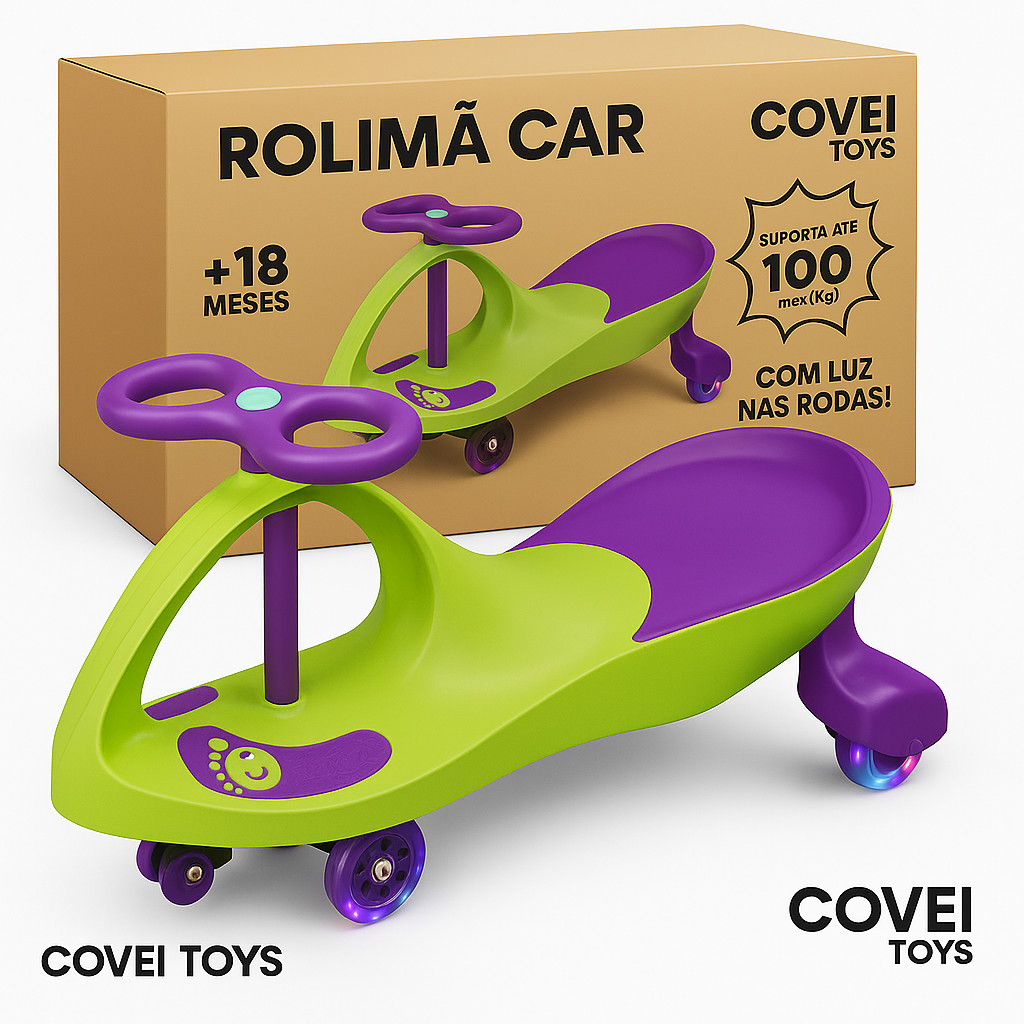 Carrinho Rolimã Car 100kg Com Volante 360° Rodas LED Triciclo Infantil ...