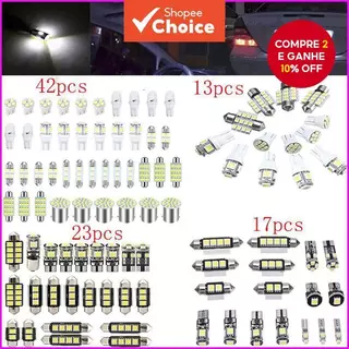 Kit De Luz Interior LED Atualizado -Mapa Combinado Branco , Cúpula , Porta-Malas , Lâmpadas De Placa De em Oferta na Shopee