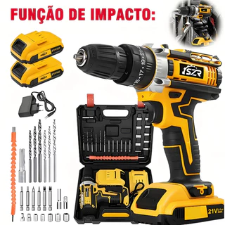 Parafusadeira Furadeira 48V 2 Baterias Com Maleta e Acessorios 24 peças