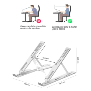 Suporte Base para Notebook/Tablet – Plástico Dobrável e Portátil 7 Níveis de Ajuste