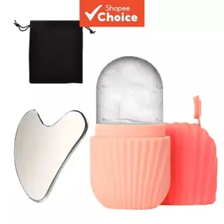 Conjunto De Rolo Facial De Gelo , Placa Gua Sha De Aço Inoxidável , Massageador Para Beleza E Cuidados Com A Pele em Oferta na Shopee