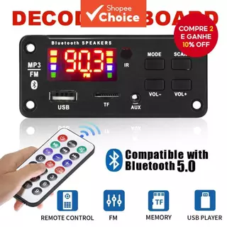 [Shopee Choice] DC 12V Sem Fio Bluetooth 5.0 Placa mp3 Módulo De Áudio Estéreo HiFi USB TF Rádio mp3 player Para Gravaçã em Oferta na Shopee