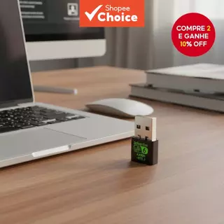  Adaptador USB WiFi 5 2.4/5GHz 600Mbps Bluetooth 2 em 1 Placa de Rede Sem Fio para PC