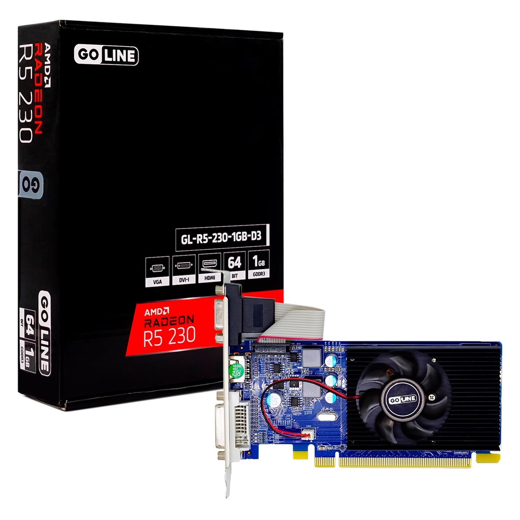 PLACA DE VIDEO AMD RADEON R5 230 1GB GDDR3 GO LINE | Shopee Brasil