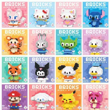 Mini Blocos de Montar – Personagens Fofos | Modelos Aleatórios Presente Criativo