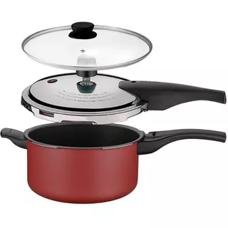 Panela de Pressão 2 em 1Tramontina Vancouver c/ Tampa de Vidro Antiaderente Vermelha 3 Lts em Oferta na Shopee