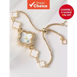 LUCKYFOX Relógio De Quartzo Com Mostrador De Trevo De Quatro Folhas Elegante Para Mulheres , Dia Dos Namorados Das Mães em Oferta na Shopee