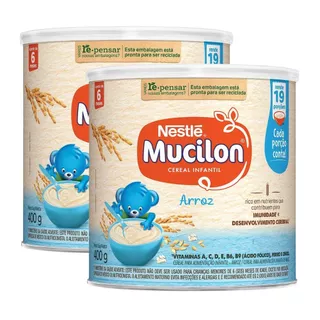 Kit 2 Mucilon Arroz Cereal Infantil Lata 400g em Oferta na Shopee
