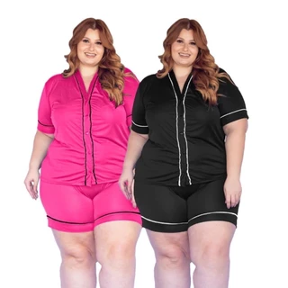 Kit 2 Pijamas Americano Plus Size Manga curta em Oferta na Shopee