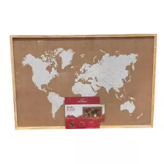 Quadro de Cortiça Avisos Lembretes Mapa Mundi 40X60CM em Oferta na Shopee