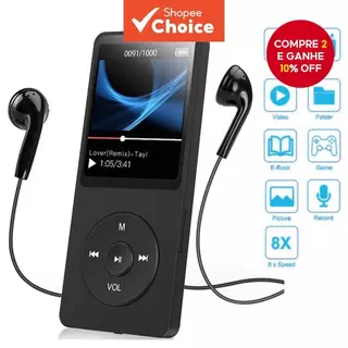 Leitor De MP3 Portátil , Tela Digital , Suporte Para 128GB , Bluetooth , MP4/MP3 , Rádio FM Sem Perdas , Walkman em Oferta na Shopee