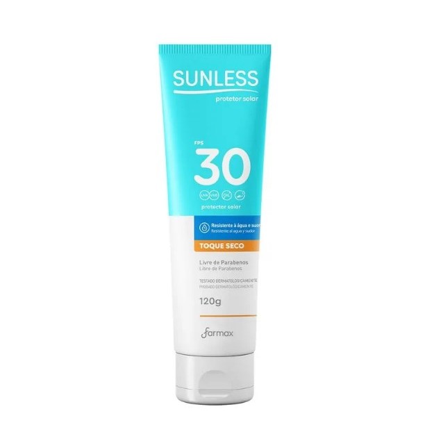 Sunless Protetor Solar Toque Seco FPS 30 Corpo e Rosto 120g | Shopee Brasil