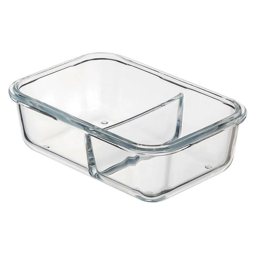Pote Hermético Vidro Com 2 Divisórias 1000ml Marmita Elite