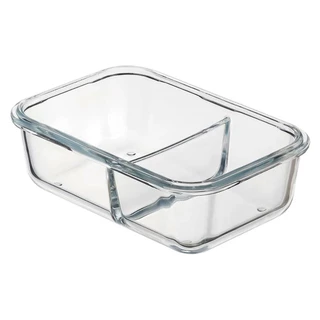 Pote Hermético Vidro Com 2 Divisórias 1000ml Marmita Elite