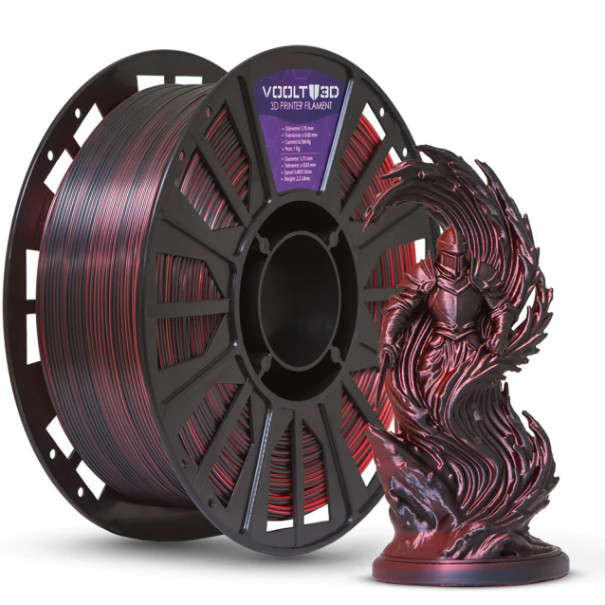 Filamento Voolt PLA Duo Color Shadow Vermelho e Preto V-Silk - 1kg ...