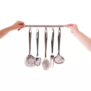 Conjunto Utensílios 6 Peças Inox com Suporte de Parede em Oferta na Shopee
