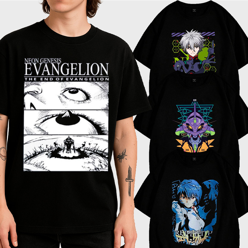 Camiseta Básica Anime Evangelion Camisa 100% Algodão Streetwear Temos Plus Size Lançamento - Envio Rápido